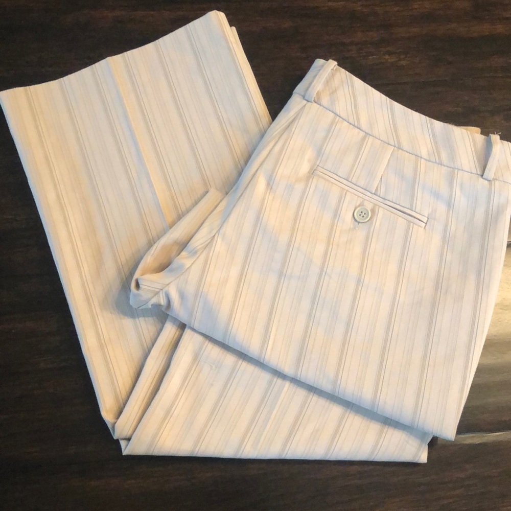 NY&Co. Tan dress pants with light brown pinstripes